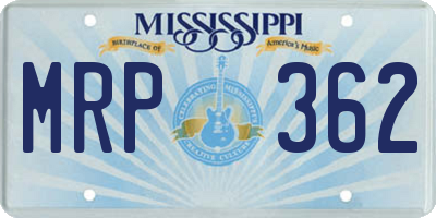 MS license plate MRP362