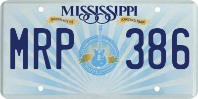 MS license plate MRP386