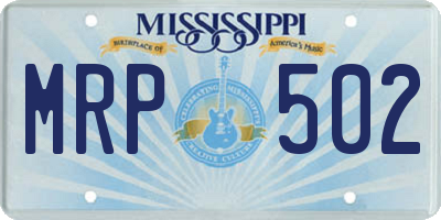 MS license plate MRP502