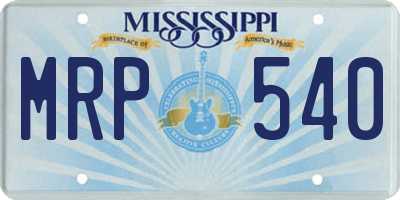 MS license plate MRP540