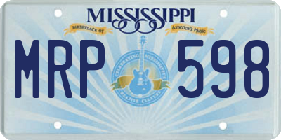 MS license plate MRP598