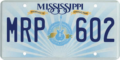 MS license plate MRP602