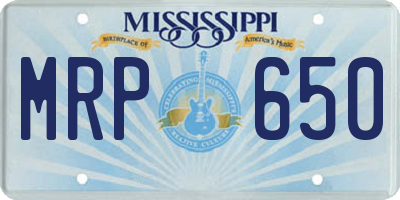 MS license plate MRP650