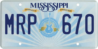 MS license plate MRP670