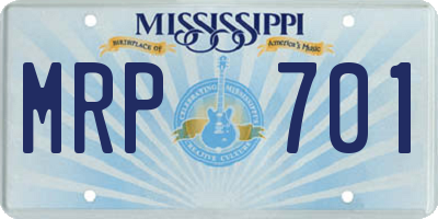 MS license plate MRP701