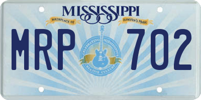 MS license plate MRP702