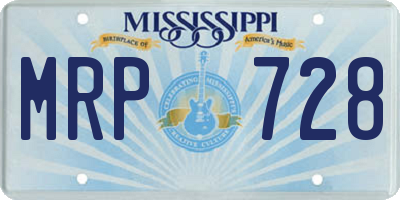 MS license plate MRP728