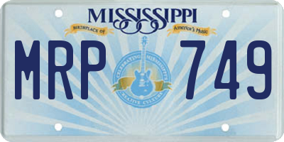 MS license plate MRP749