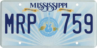 MS license plate MRP759