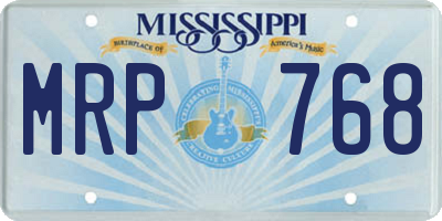 MS license plate MRP768