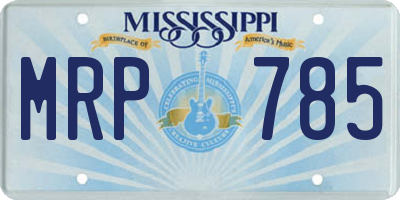 MS license plate MRP785
