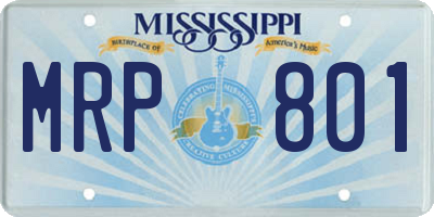 MS license plate MRP801