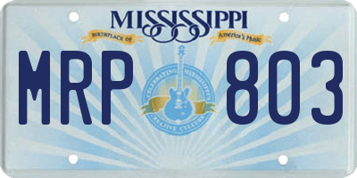 MS license plate MRP803