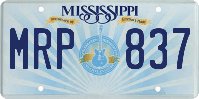 MS license plate MRP837