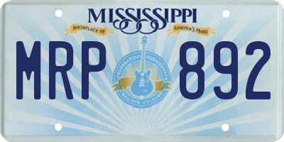 MS license plate MRP892