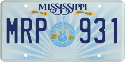 MS license plate MRP931