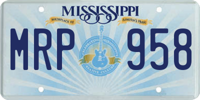 MS license plate MRP958