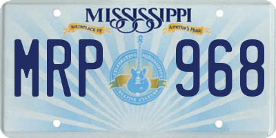 MS license plate MRP968