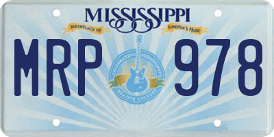 MS license plate MRP978