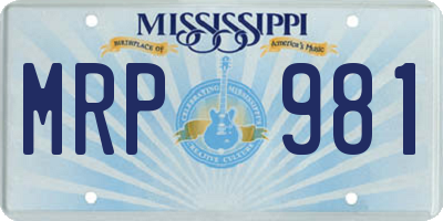 MS license plate MRP981