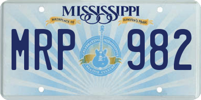MS license plate MRP982