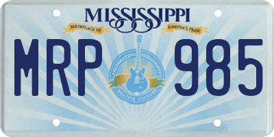 MS license plate MRP985