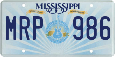 MS license plate MRP986