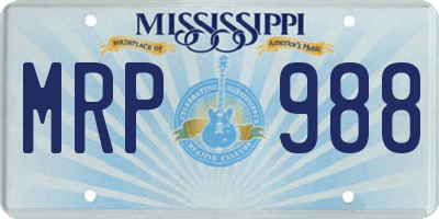 MS license plate MRP988