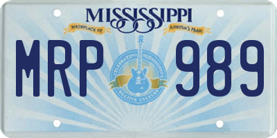 MS license plate MRP989