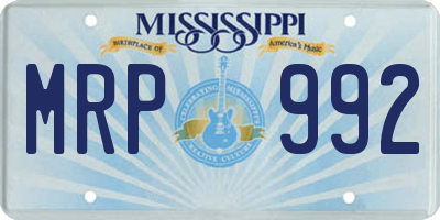 MS license plate MRP992