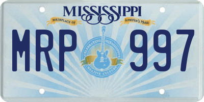 MS license plate MRP997