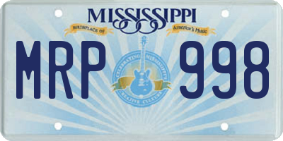 MS license plate MRP998