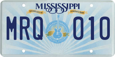 MS license plate MRQ010