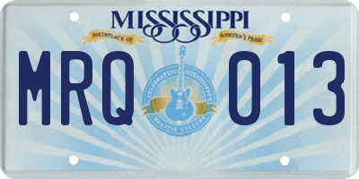 MS license plate MRQ013