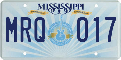 MS license plate MRQ017