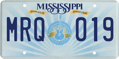 MS license plate MRQ019