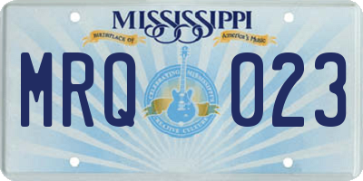 MS license plate MRQ023