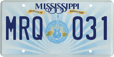 MS license plate MRQ031