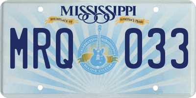 MS license plate MRQ033
