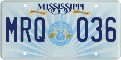 MS license plate MRQ036