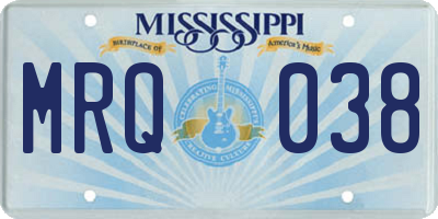 MS license plate MRQ038
