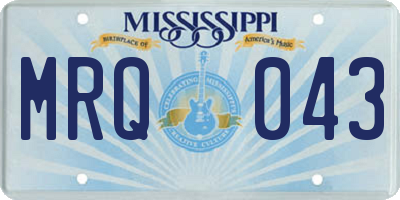 MS license plate MRQ043