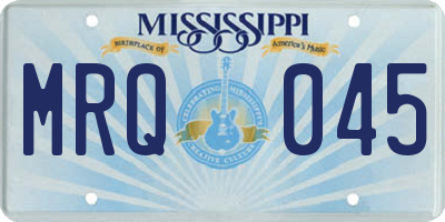 MS license plate MRQ045