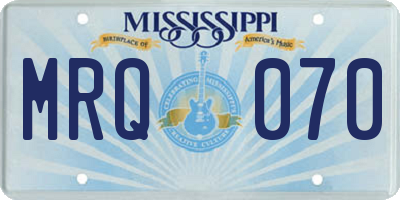 MS license plate MRQ070