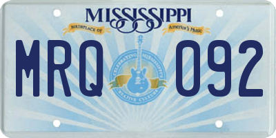 MS license plate MRQ092