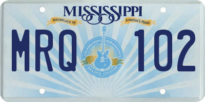 MS license plate MRQ102