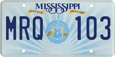 MS license plate MRQ103