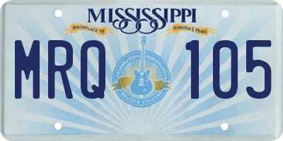 MS license plate MRQ105