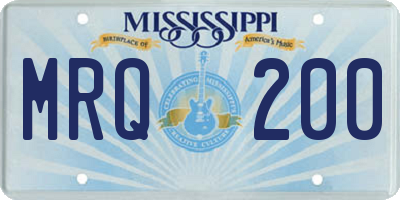 MS license plate MRQ200