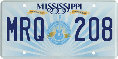 MS license plate MRQ208